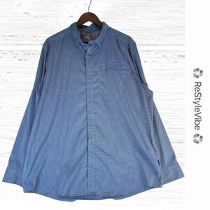 SWISS TECH Men’s Size XL Shirt Plaid Gingham Snap Front Long Sleeve Stretch Blue